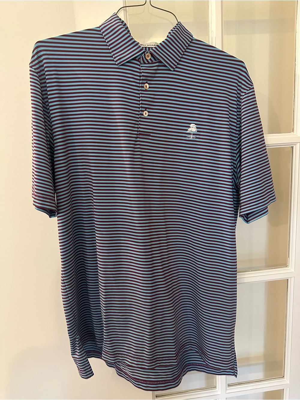 Peter Millar Blue and Navy Striped Performance Polo
